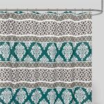 Cortina de Baño con Ganchos Diseño Aqua y Café