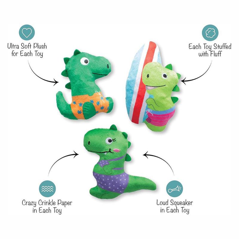 Set de 3 Juguetes para Perro Diseño Dinosaurios