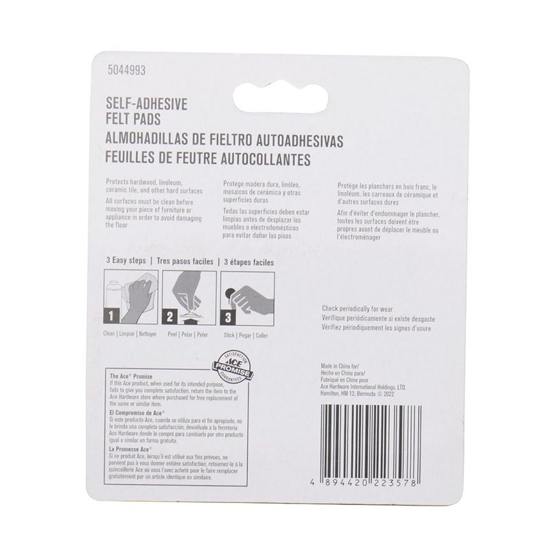 Protector Autoadhesivo de Fieltro 2 X 4 Plg 3 Unidades - Ace
