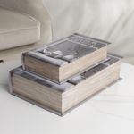 Caja de Libros 2 Pzas Gris 27x18x7 Cm