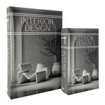Caja de Libros 2 Pzas Gris 27x18x7 Cm
