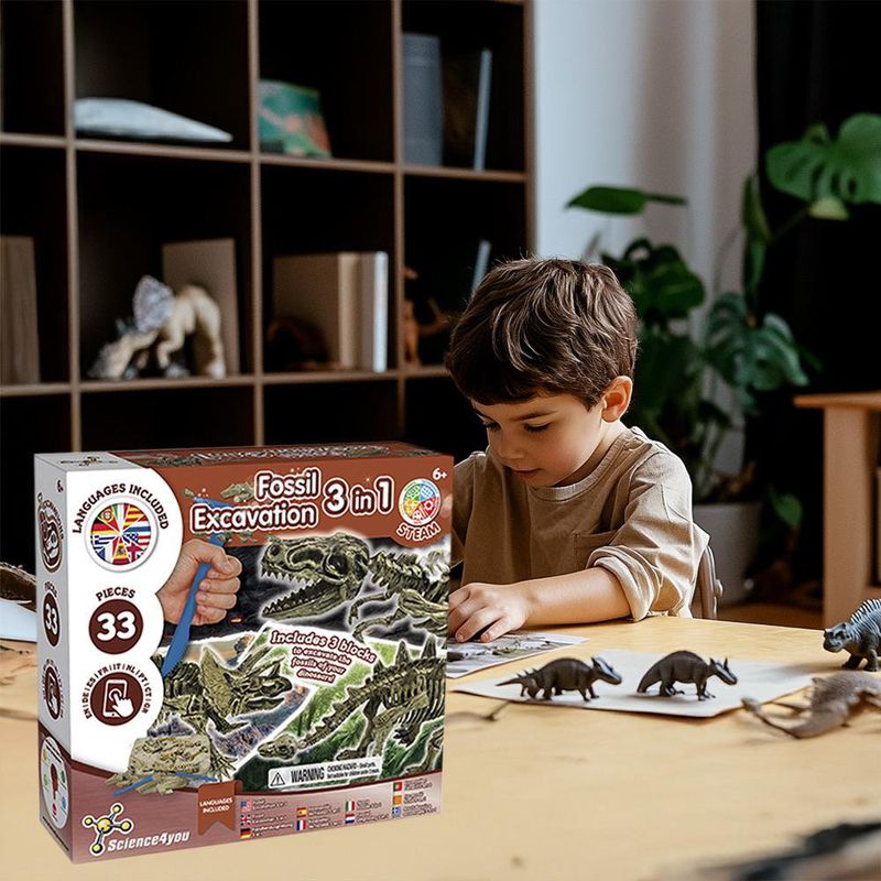 Kit de Excavación de Fósiles 3 en 1 de Science4Yo