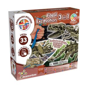 Kit de Excavación de Fósiles 3 en 1 de Science4Yo
