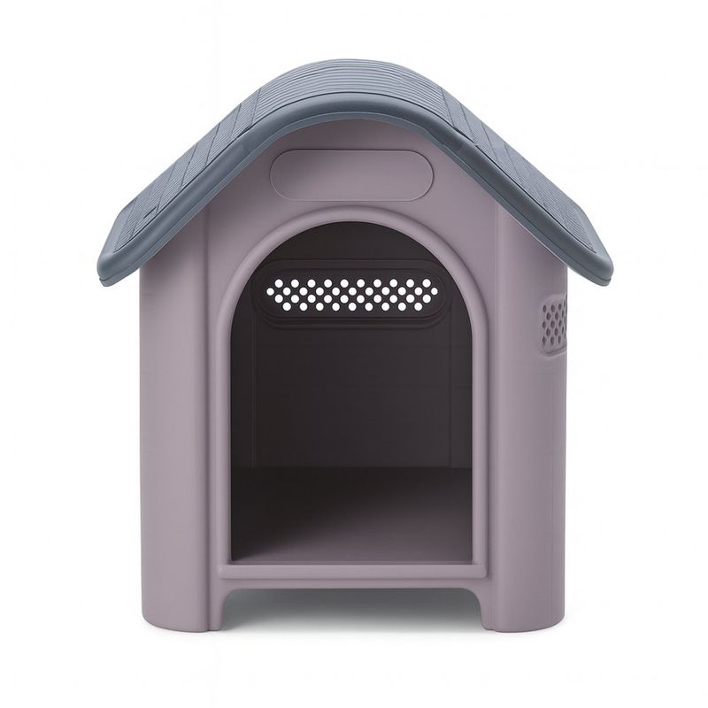 Casa para Perro Plástica Mediana tipo Cabaña Color Gris
