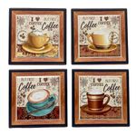Set de 4 Porta Vasos I Love Coffee