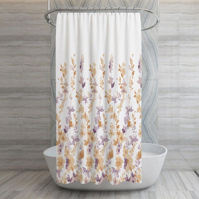 Set de Cortina con Liner y Ganchos Diseño Flores Otoño