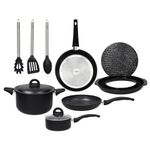 Batería de Cocina Aluminio Euronics Rock in Black 9 Piezas