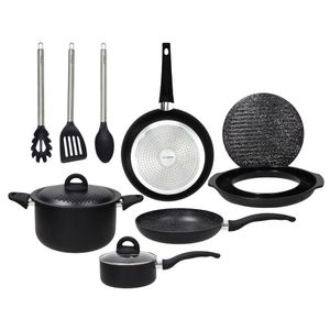 Batería de Cocina Aluminio Euronics Rock in Black 9 Piezas
