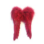 Alas Decorativas Rojas con Plumas y Brillos