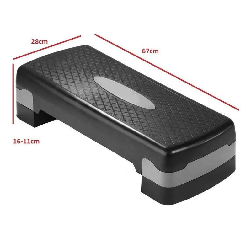 Grada para Aeróbicos Ajustable 2 en 1 con Altura Regulable Color Negro