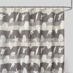 Cortina de Baño con Ganchos Gris con Diseño de Mar