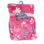 Frazada Para Mascota Rosada Diseño Huellas