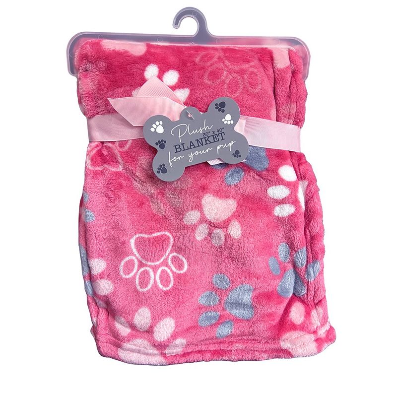Frazada Para Mascota Rosada Diseño Huellas