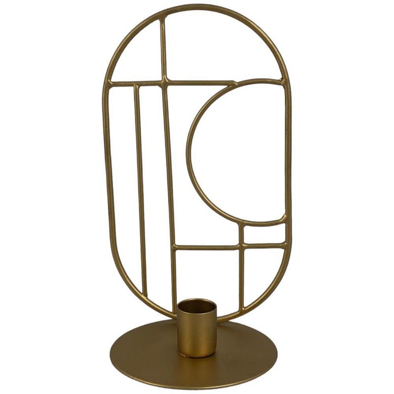Candelero Diseño Geométrico Dorado 11.5X10X20 Cm