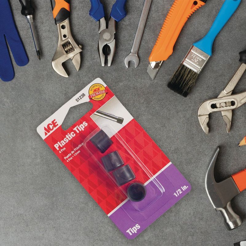 Tacos de Plástico Estándar Negro de 1/2 Plg, Paquete con 4 Unidades