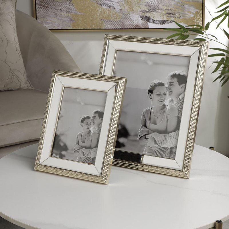 Marco de Fotos Metalizado Dorado y Beige