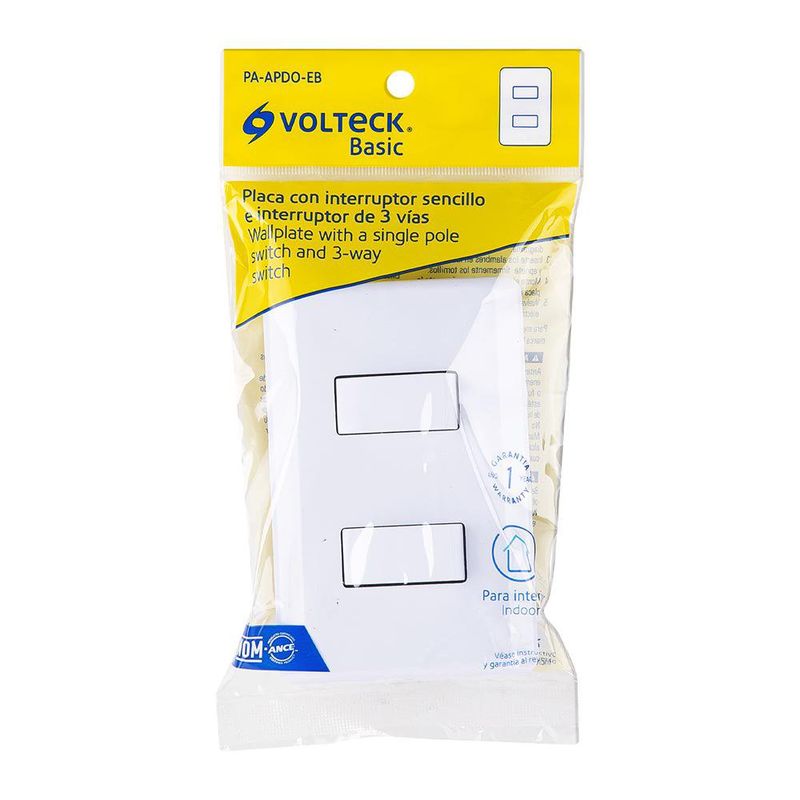 Interruptor Sencillo + 1 de 3 vías Basic Blanco - Volteck