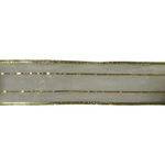 Listón Navideño de 2.5 plg x 10 yardas Color Dorado con Líneas