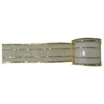 Listón Navideño de 2.5 plg x 10 yardas Color Dorado con Líneas