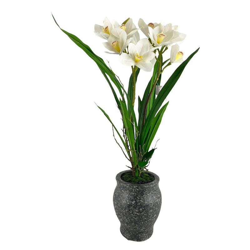 Orquídea Artificial Blanca con Maceta 76 cm