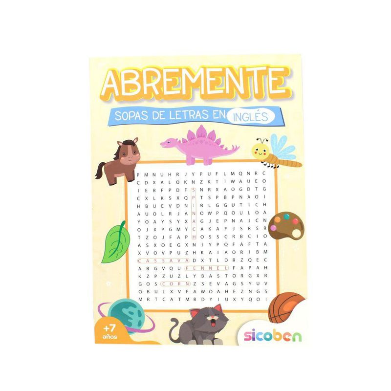 Libro Abremente Sopas de Letras en Inglés para Niños
