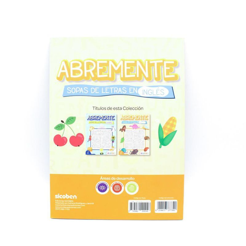 Libro Abremente Sopas de Letras en Inglés para Niños