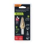 Broca Escalonada de Titaneo 9 Escalones 1/4 - 3/4 Plg - Truper Expert