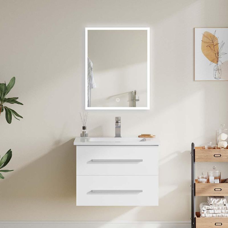 Mueble Vanity con Lavamanos y Espejo Blanco 60 X 48 Cm - Zmobili