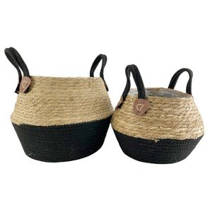 Set de Cestas Decorativas Negro y Beige