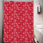 Cortina de Baño Navideña Copos Roja