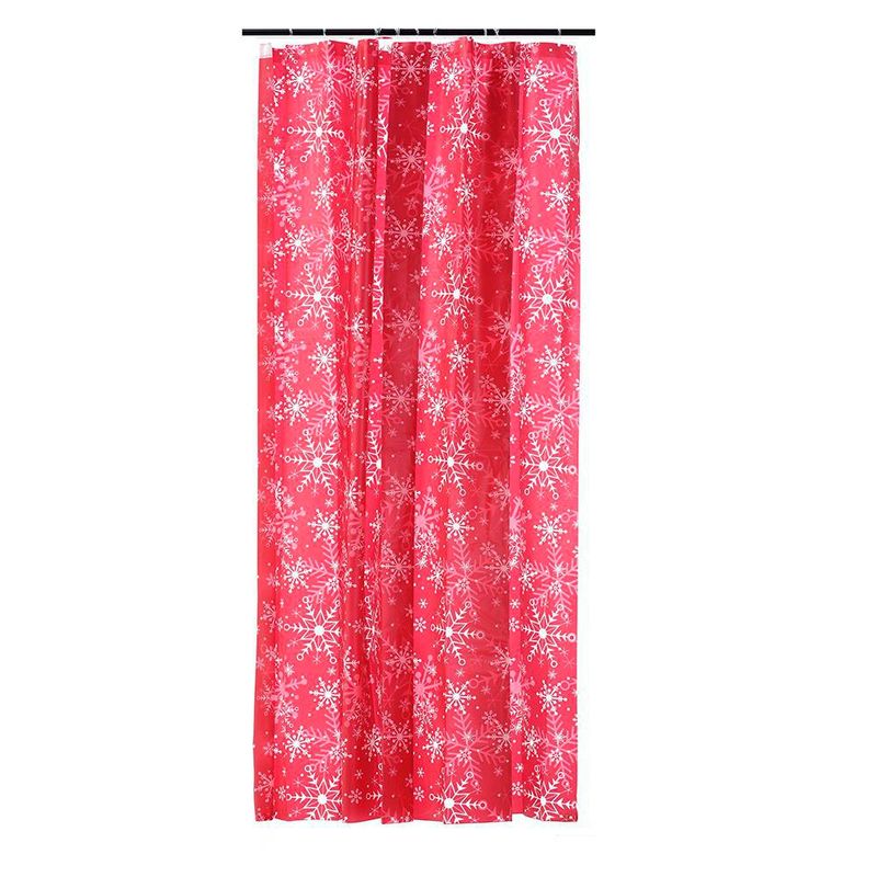 Cortina de Baño Navideña Copos Roja