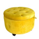 Taburete Redondo con Baúl Valencia Amarillo 68x68x45 Cm - Acomodel