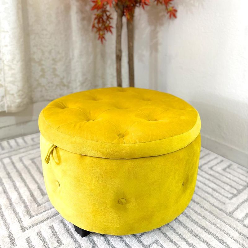 Taburete Redondo con Baúl Valencia Amarillo 68x68x45 Cm - Acomodel
