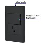 Tomacorriente + Interruptor 1.5 Módulos Lisboa Negro - Volteck