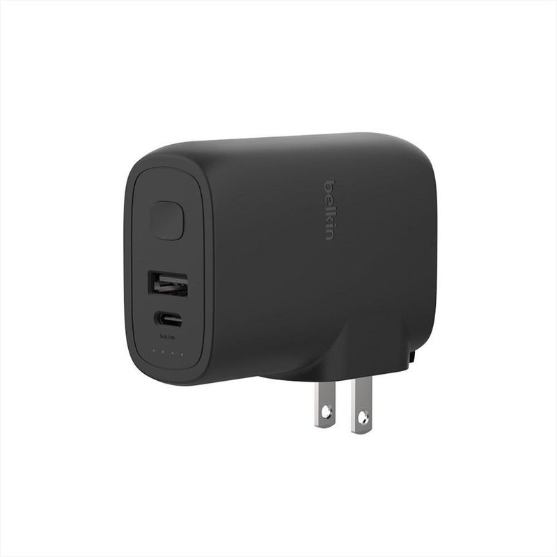 Cargador de Pared con Puertos USB-C y USB-A Negro 25W
