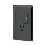 Tomacorriente + Interruptor 1.5 Módulos Lisboa Negro - Volteck