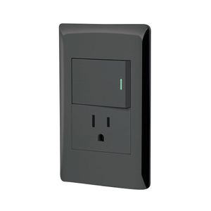 Tomacorriente + Interruptor 1.5 Módulos Lisboa Negro - Volteck