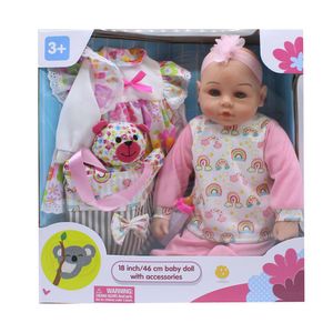 Muñeca con Vestido Rosa y Accesorios 46 cm