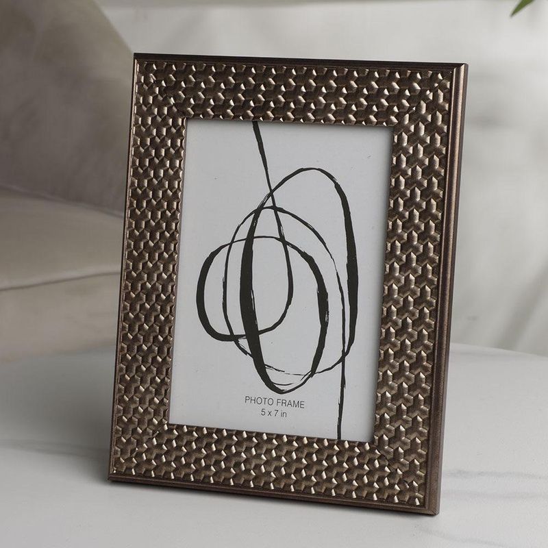 Portarretratos Metalizado Texturizado Color Bronce