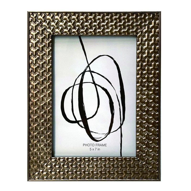 Portarretratos Metalizado Texturizado Color Bronce