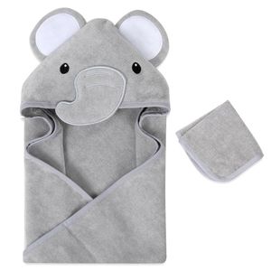 Toalla Con Capucha Elefante Gris