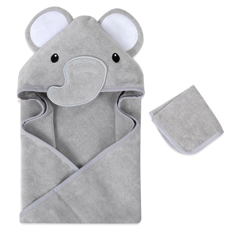 Toalla Con Capucha Elefante Gris