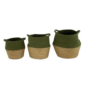 Set de Canastos Decorativos Verde y Natural