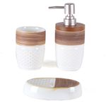 Set de 3 Accesorios para Baño Blanco con Café