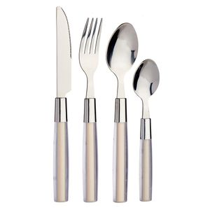 Set de 16 Cubiertos Acero Inoxidable Color Crema