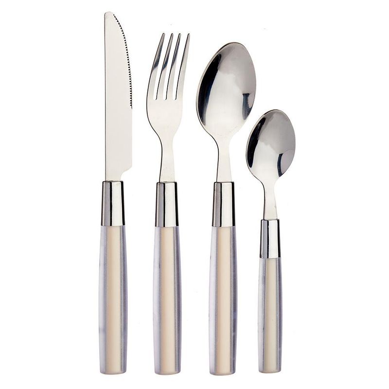 Set de 16 Cubiertos Acero Inoxidable Color Crema