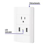 Tomacorriente + 2 Puertos USB Lisboa Blanco - Volteck