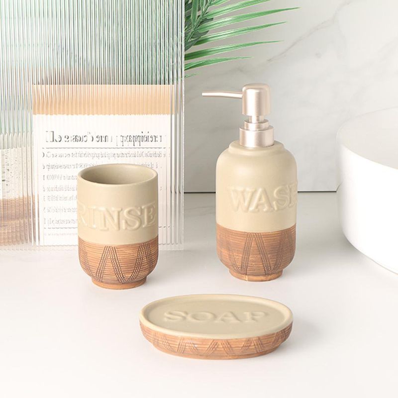 Set de 3 Piezas para Baño Color Beige con Café