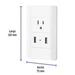 Tomacorriente + 2 Puertos USB Lisboa Blanco - Volteck