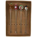 Set de 4 Picks Diseños Navideños 14.5X10.5X2.5 Cm